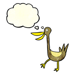 funny cartoon duck with thought bubble