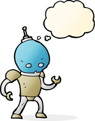 cartoon alien robot with thought bubble