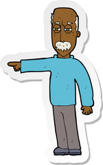 sticker of a cartoon old man gesturing Get Out