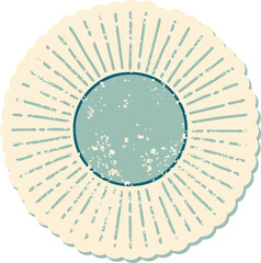 distressed sticker tattoo style icon of a sun