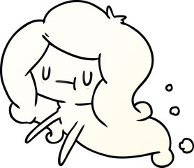gradient cartoon of a kawaii cute ghost