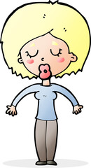 cartoon woman with closed eyes