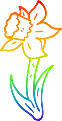rainbow gradient line drawing cartoon daffodil