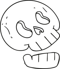 quirky line drawing cartoon skull