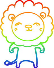 rainbow gradient line drawing cartoon lion