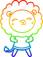 rainbow gradient line drawing cartoon lion