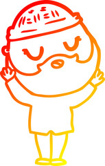 Fototapeta premium warm gradient line drawing cartoon man with beard