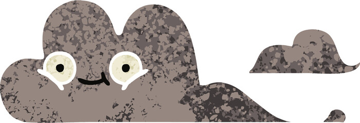 retro illustration style cartoon storm cloud