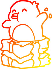 warm gradient line drawing penguin on wrapped present