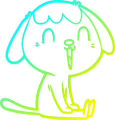 cold gradient line drawing cute cartoon dog