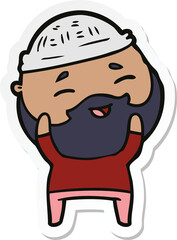 sticker of a cartoon happy bearded man