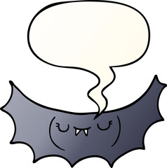 cartoon vampire bat and speech bubble in smooth gradient style