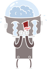 flat color style cartoon crying robot