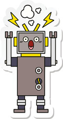sticker of a cute cartoon malfunctioning robot