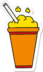 sticker of a quirky hand drawn cartoon iced drink