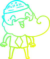 cold gradient line drawing happy bearded man