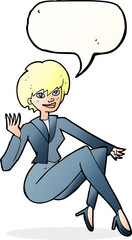 cartoon businesswoman sitting with speech bubble