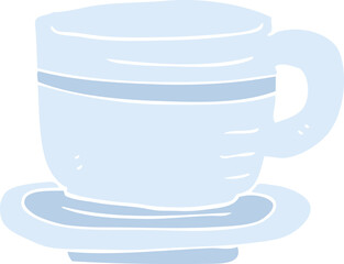 flat color illustration of a cartoon cup and saucer