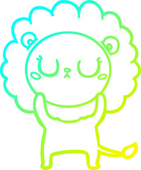 cold gradient line drawing cartoon lion