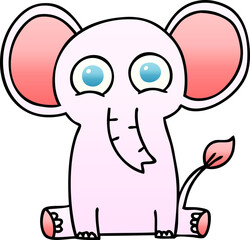 quirky gradient shaded cartoon elephant