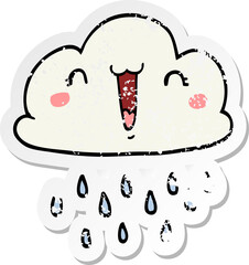 distressed sticker of a cartoon storm cloud