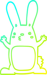 cold gradient line drawing cartoon rabbit