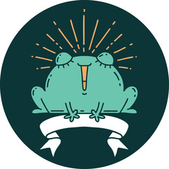 icon of tattoo style happy frog