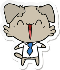sticker of a happy office dog cartoon