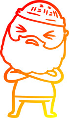 warm gradient line drawing cartoon man with beard
