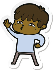 sticker of a cartoon curious man