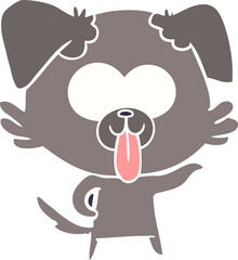 flat color style cartoon dog with tongue sticking out