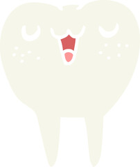 flat color style cartoon tooth