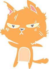 tough flat color style cartoon cat