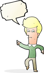 Fototapeta premium cartoon man pointing with speech bubble