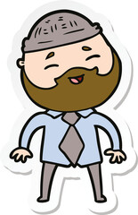 sticker of a cartoon happy bearded man