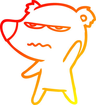 recommend clip art: warm gradient line drawing annoyed bear cartoon