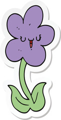 sticker of a cartoon flower with happy face