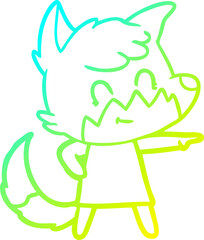 cold gradient line drawing cartoon happy fox