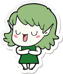 sticker of a cartoon elf girl