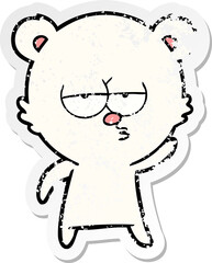 distressed sticker of a bored polar bear cartoon