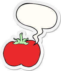 cartoon tomato and speech bubble sticker