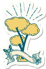 sticker of tattoo style tree