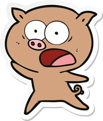 sticker of a cartoon pig shouting