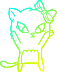 cold gradient line drawing cartoon cat
