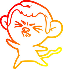 warm gradient line drawing cartoon angry monkey