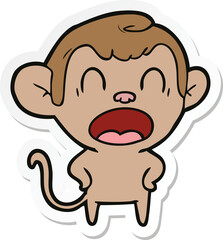 sticker of a shouting cartoon monkey