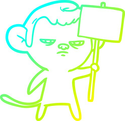 cold gradient line drawing cartoon monkey