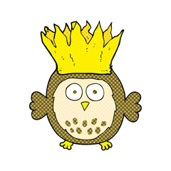 cartoon owl wearing paper crown christmas hat