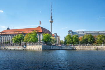 Berlin Mitte Skyline with TV Tower (Fernsehturm) and Spree River - Berlin, Germany