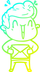 cold gradient line drawing cartoon excited man
